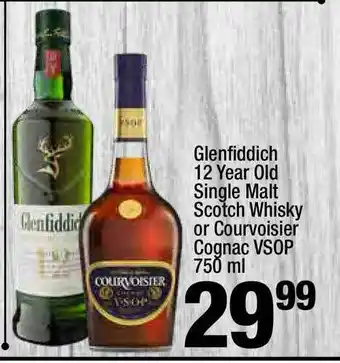 Super King Markets Glenfiddich 12 Year Old Single Malt Scotch Whisky Or Courvoisier Cognac Vsop offer