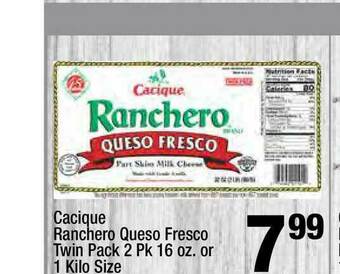 Super King Markets Cacique Ranchero Queso Fresco Twin Pack offer