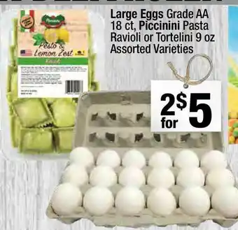 Super King Markets Large Eggs Grade AA, Piccinini Pasta Ravioli Or Tortelini Assorted Varieties offer