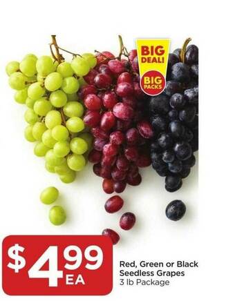 Food 4 Less Red, Green Or Black Seedless Grapes offer