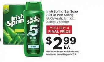 Food 4 Less Irish Spring Bar Soap Or Irish Spring Bodywash offer