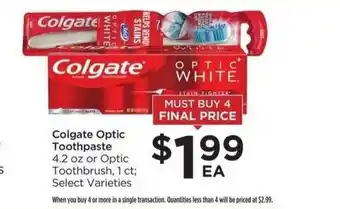 Food 4 Less Colgate Optic Toothpaste Or Optic Toothbrush, 1 Ct. offer