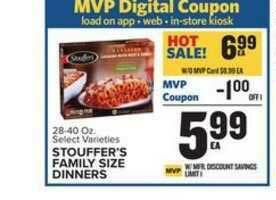 Food Lion Stouffer's Family Size Dinners offer