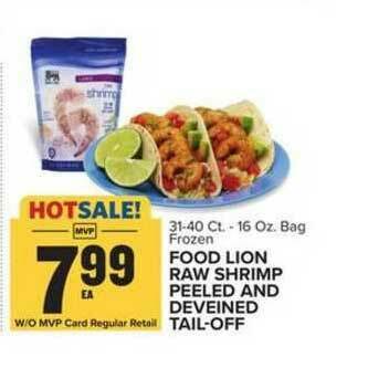 Food Lion Food Lion Raw Shrimp Peeled And Deveined Tail-off offer