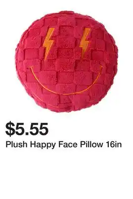 Five Below Plush Happy Face Pillow 16in offer