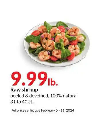 Hy-Vee Raw shrimp offer