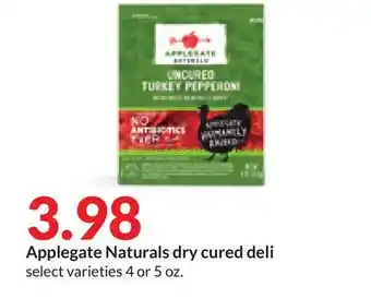 Hy-Vee Applegate Naturals dry cured deli offer