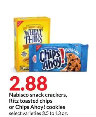 Hy-Vee Nabisco snack crackers, Ritz toasted chips or Chips Ahoy! cookies offer