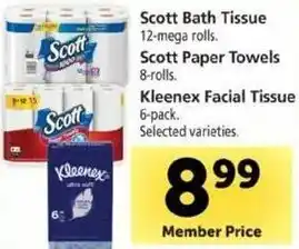Safeway Scott Bath Tissue, Scott Paper Towels, Kleenex Facial Tissue offer