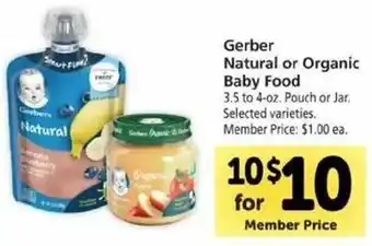 Safeway Gerber Natural Or Organic Baby Food offer