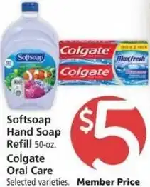 Safeway Softsoap Hand Soap Refill, Colgate Oral Care offer