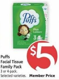 Safeway Puffs Facial Tissue Family Pack offer