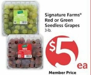 Safeway Signature Farms Red Or Green Seedless Grapes offer
