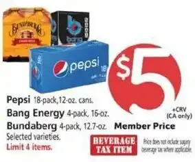 Safeway Pepsi, Bang Energy, Bundaberg offer