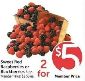 Safeway Sweet Red Raspberries Or Blackberries offer