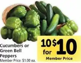 Safeway Cucumbers Or Green Bell Peppers offer