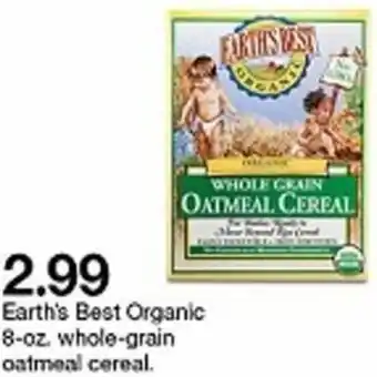 Target Earth's Best Organic 8 oz, Whole-Grain Oatmeal Cereal offer