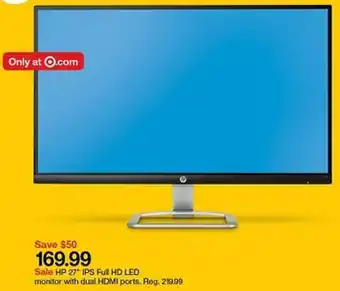 Target HP 27" IPS Full HD LED Monitor With Dual HDMI Ports offer