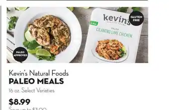 Bristol Farms Kevin's Natural Foods Paleo Meals offer