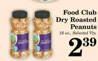 Harvest Foods Food Club Dry Roasted Peanuts offer