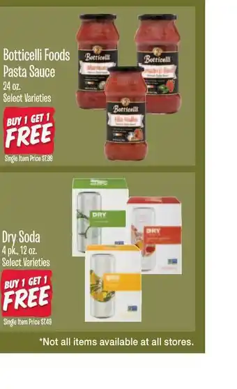 Jewel-Osco Botticelli Foods Pasta Sauce, Dry Soda offer