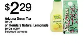Jons International Arizona Green Tea Or Florida's Natural Lemonade offer