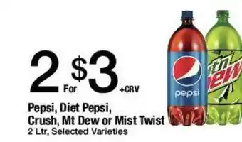 Jons International Pepsi, Diet Pepsi, Crush, Mt Dew Or Mist Twist offer