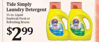 Rosauers Tide Simply Laundry Detergent Liquid Daybreak Fresh Or Refreshing Breeze offer