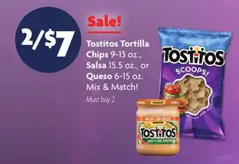 Family Dollar Tostitos Tortilla Chips 9-13 oz., Salsa 15.5 oz., or Queso 6-15 oz offer