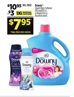 Dollar General Downy Liquid Fabric Softener 150 Load/111 oz. or Beads 13.4 oz offer