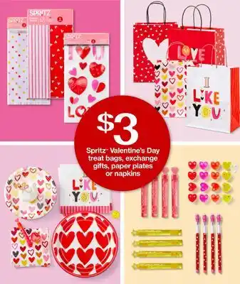 Target Spritz Valentine's Day treat bags, exchange gifts, paper plates or napkins offer