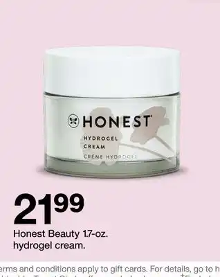 Target Honest Beauty 1.7-oz. hydrogel cream offer