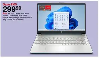 Target HP 15.6 Laptop with AMD Ryzen 3 processor, 8GB RAM, 256GB SSD storage and Windows 11 offer