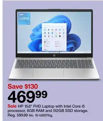 Target HP 15.6 FHD Laptop with Intel Core i5 processor, 8GB RAM and 512GB SSD storage offer