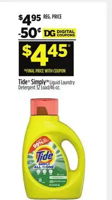 Dollar General Tide Simply TM Liquid Laundry Detergent offer