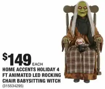 The Home Depot Home Accents Holiday 4 Ft. Animated LED Rocking Chair Babysitting Witch offer