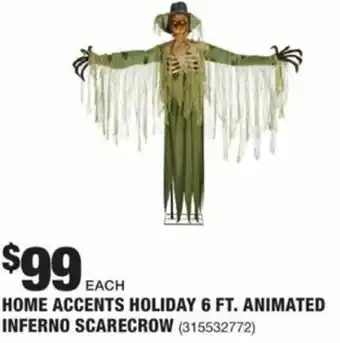 The Home Depot Home Accents Holiday 6 Ft. Animated Inferno Scarecrow offer