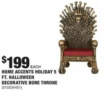 The Home Depot Home Accents Holiday 5 Ft. Halloween Decorative Bone Throne offer