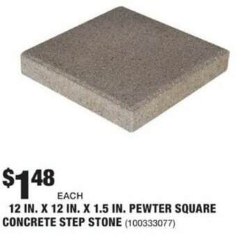 The Home Depot 12 In. X 12 In. X 1.5 In. Pewter Square Concrete Step Stone offer