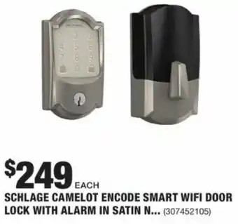 The Home Depot Schlage Camelot Encode Smart Wifi Door Lock With Alarm In Satin offer