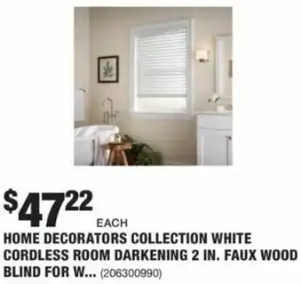 The Home Depot Home Decorators Collection White Cordless Room Darkening 2 In. Faux Wood Blinds offer