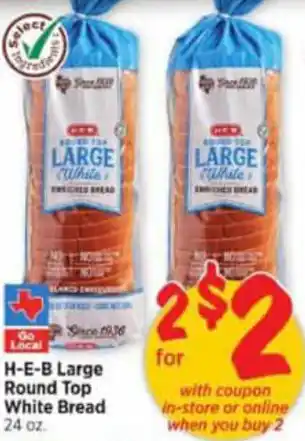 H-E-B Large Round Top White Bread 24 oz offer