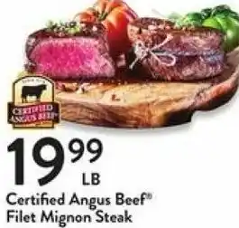 Fresh Thyme Certified Angus Beef Filet Mignon Steak offer