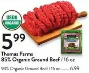 Fresh Thyme Thomas Farms 85% Organic Ground Beef 16 oz offer