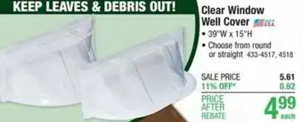 Menards Clear Window Well Cover offer