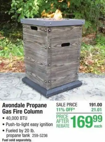 Menards Avondale Propane Gas Fire Column offer