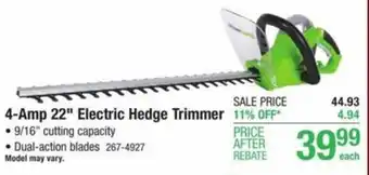 4-Amp 22" Electric Hedge Trimmer