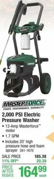 Menards 2,000 PSI Electric Pressure Washer offer