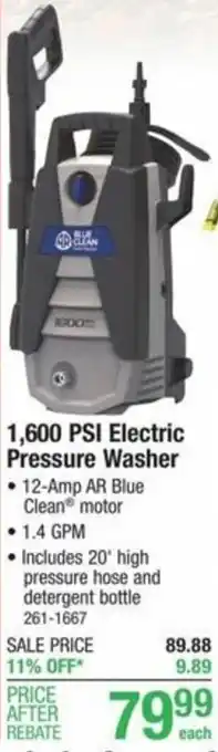 Menards 1,600 PSI Electric Pressure Washer offer