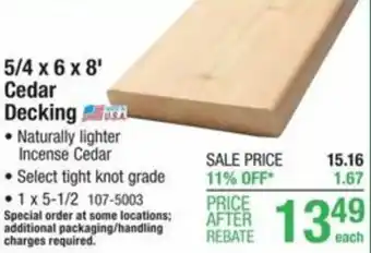 Menards Cedar Decking offer